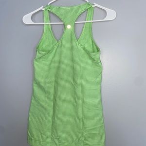 Lululemon Cool Racerback Tank Top Green White Gingham Check Pattern
